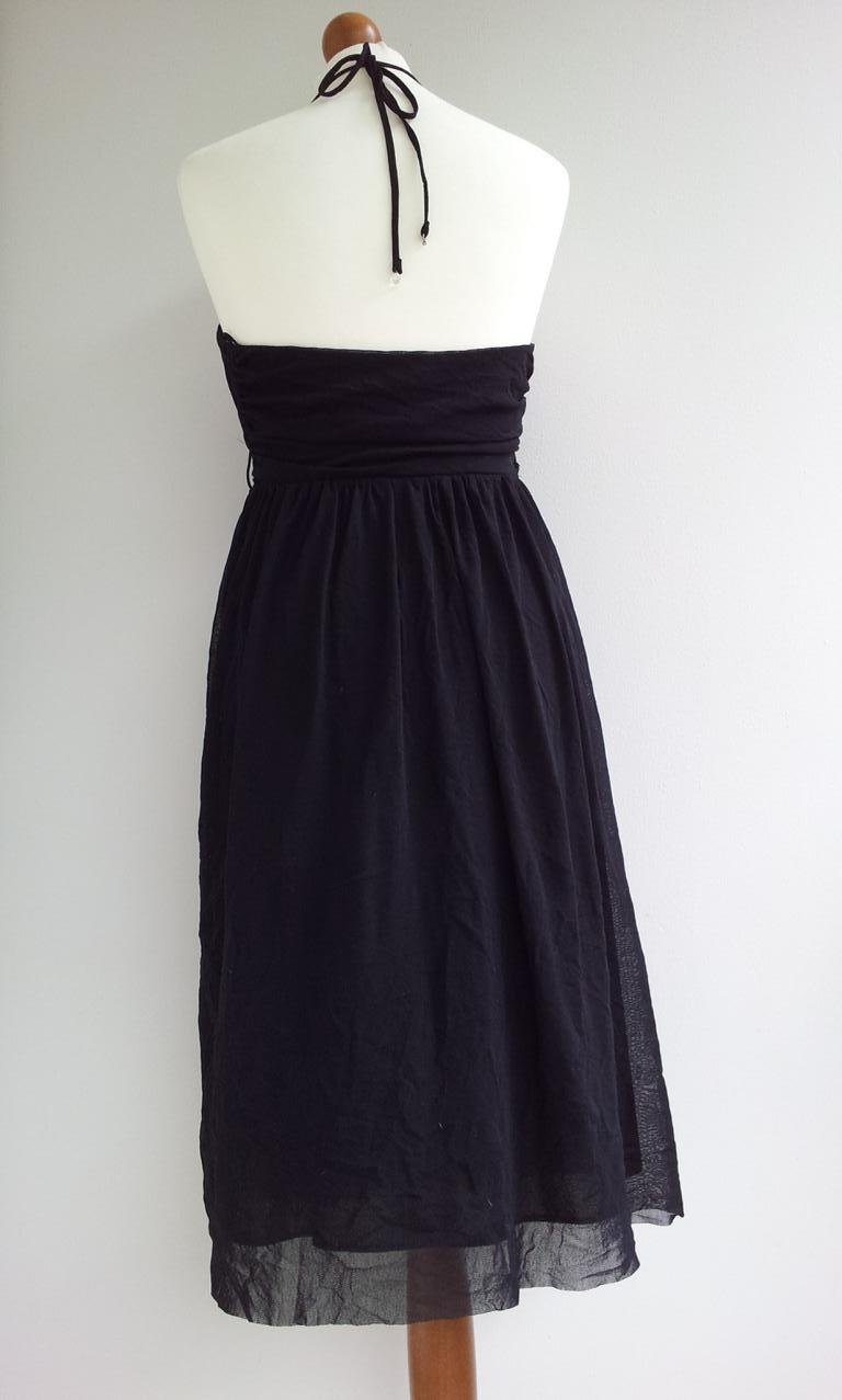 Esprit Midikleid in 40, Schwarz, Tüll Mesh Neckholder Goth, neu