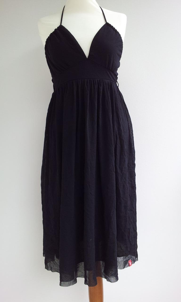 Esprit Midikleid in 40, Schwarz, Tüll Mesh Neckholder Goth, neu