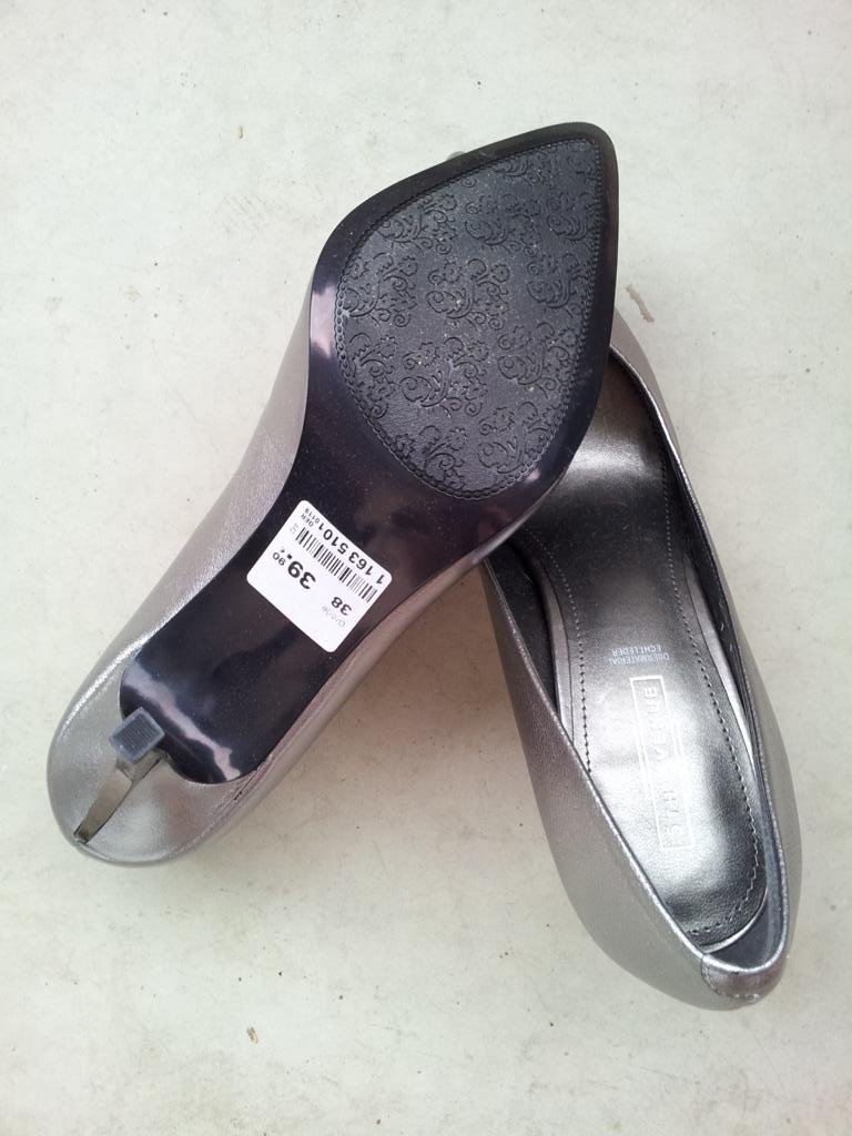 5th Avenue Pumps in 38, Silber Metallic Chrom-Look, Echtleder, NEU