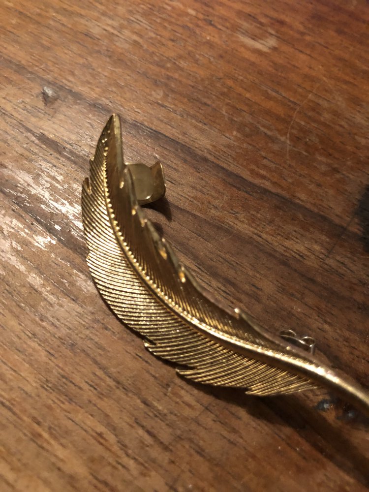 Goldener Ohrring in Federform