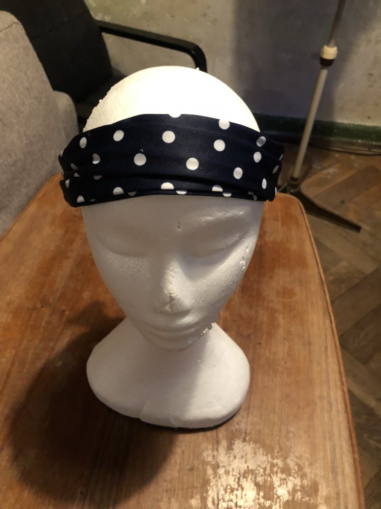 Haarband blau mit weißen Punkten dots
