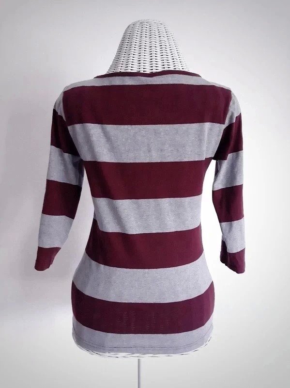 Rot/grau gestreiftes Jean Pascale Shirt | Takko | Gr. S | Blockstreifen | 3/4-Arm