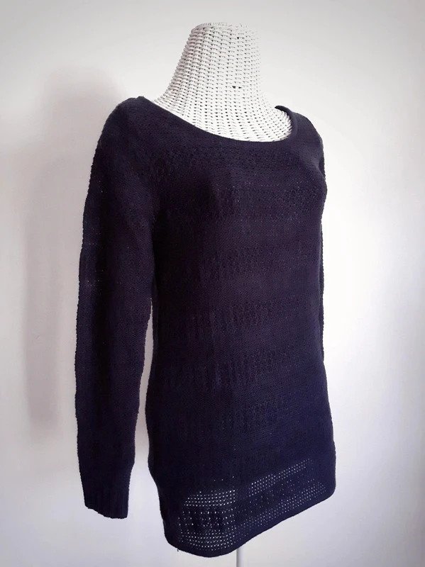 Dunkelblauer ONLY Strickpullover | Gr. S | Boatneck | Longpullover