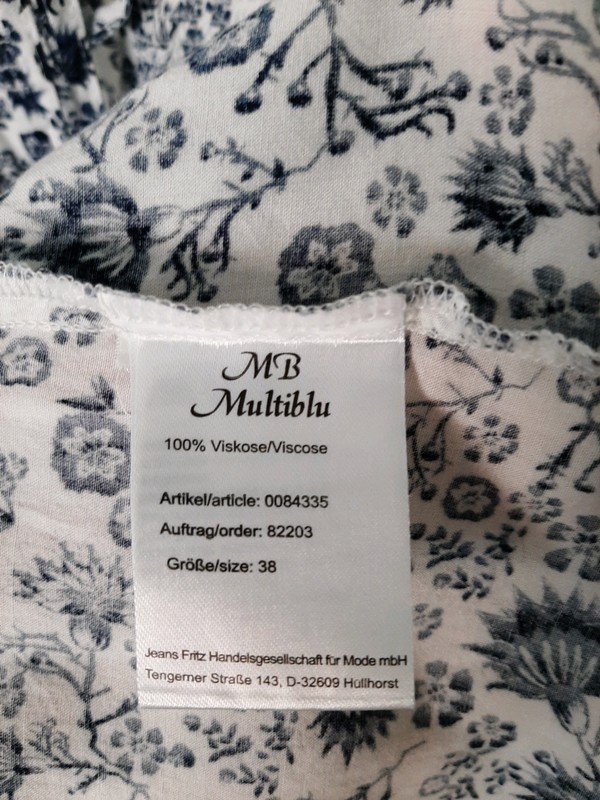 Weißes Multiblu Langarmshirt | Gr. 38 | Blusenshirt | Floralprint | Muster