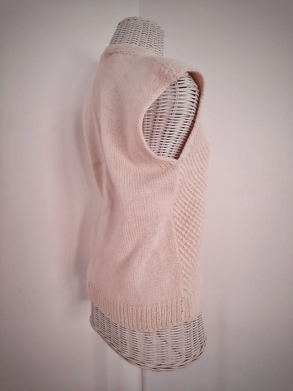 Cremefarbene Strickweste | Vintage | Wolle | V-Neck | Knopfleiste
