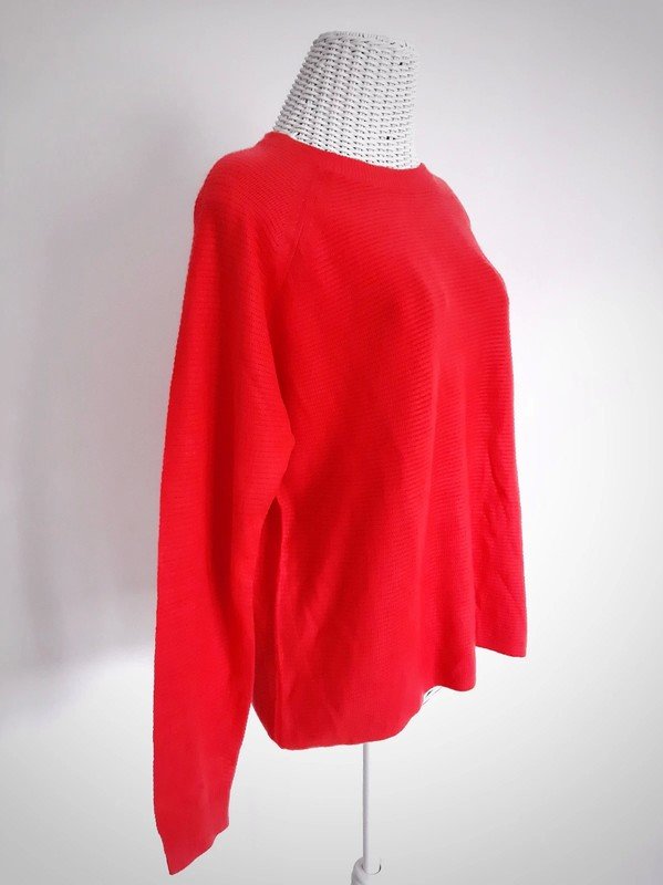 Roter Amisu Feinstrickpullover | New Yorker | Gr. M | Rippenstrick