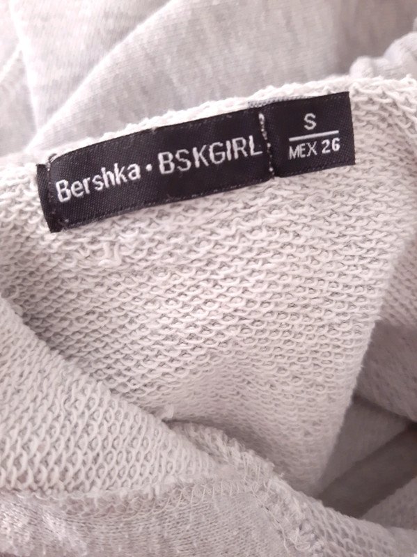 Hellgrauer Bershka Cropped Hoodie | Gr. S | Katzenmotiv | Stickerei | Kapuzenpulli | Hooded Sweater