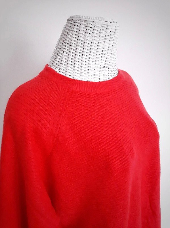 Roter Amisu Feinstrickpullover | New Yorker | Gr. M | Rippenstrick