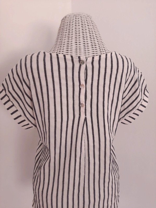 Gestreiftes Shirt | Gr. 12 (40/42) | Maritim | Baumwolle | Knopfleiste | Italienische Mode