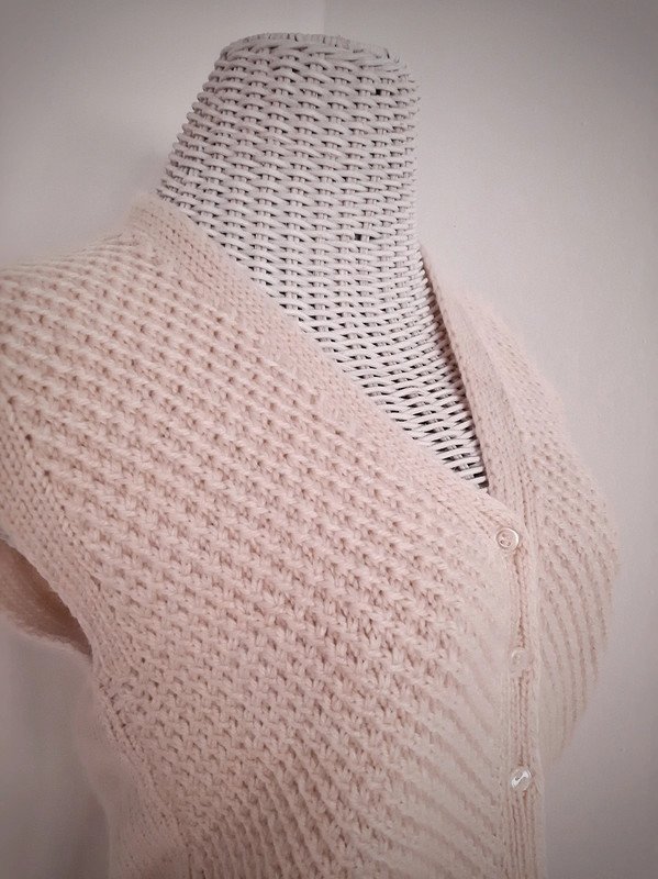Cremefarbene Strickweste | Vintage | Wolle | V-Neck | Knopfleiste