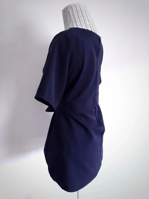 Dunkelblaues Blusenshirt | Made in Italy | Bindeband | Asymmetrisch | Business | Elegant