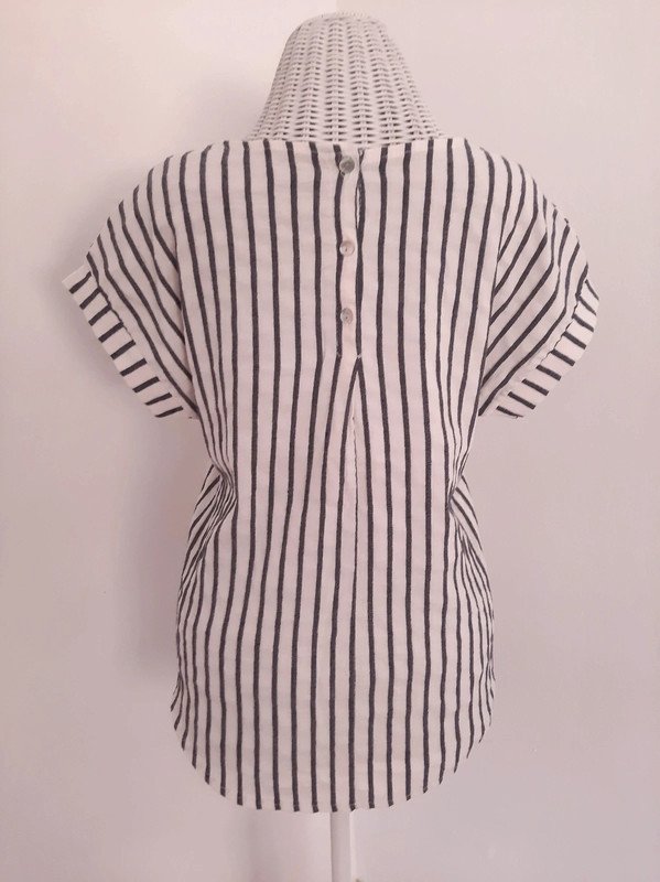Gestreiftes Shirt | Gr. 12 (40/42) | Maritim | Baumwolle | Knopfleiste | Italienische Mode