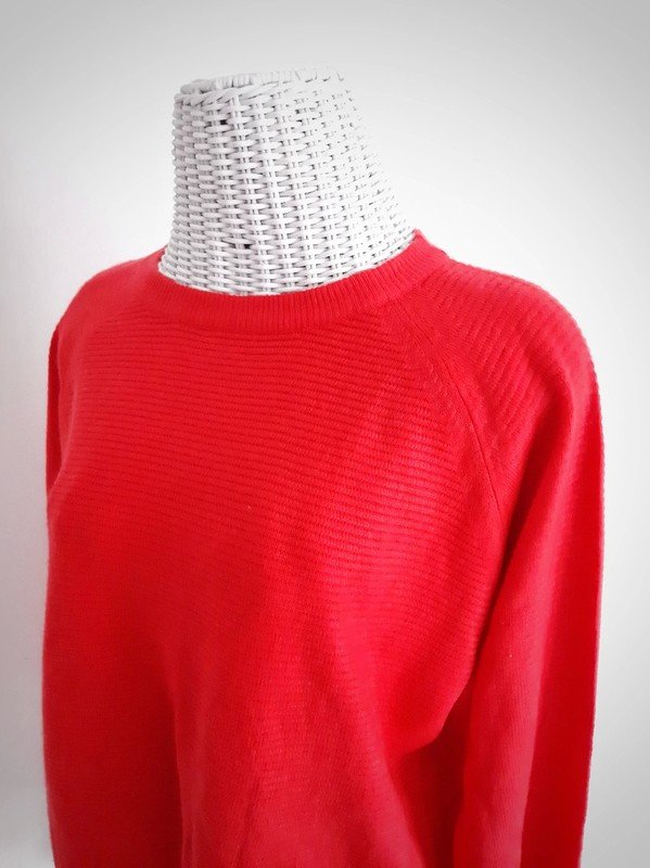 Roter Amisu Feinstrickpullover | New Yorker | Gr. M | Rippenstrick
