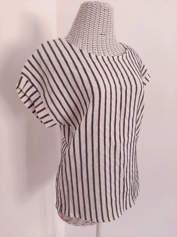 Gestreiftes Shirt | Gr. 12 (40/42) | Maritim | Baumwolle | Knopfleiste | Italienische Mode