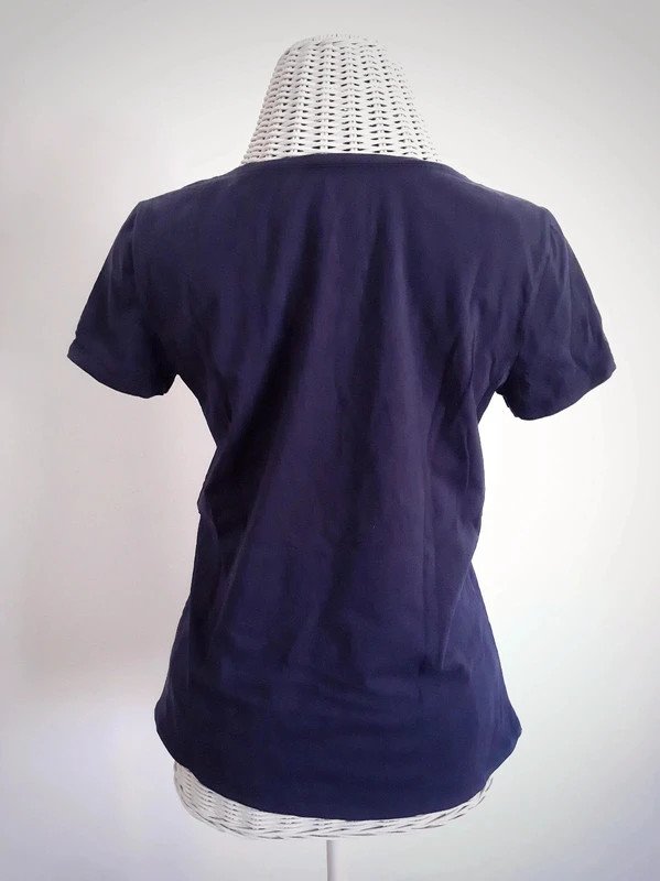 Dunkelblaues Orsay T-Shirt | Stickerei | Print | Schriftzug | Casual