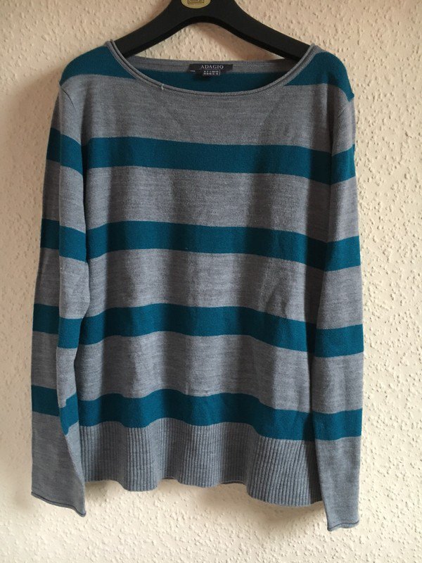Türkis Grau gestreifter Pulli
