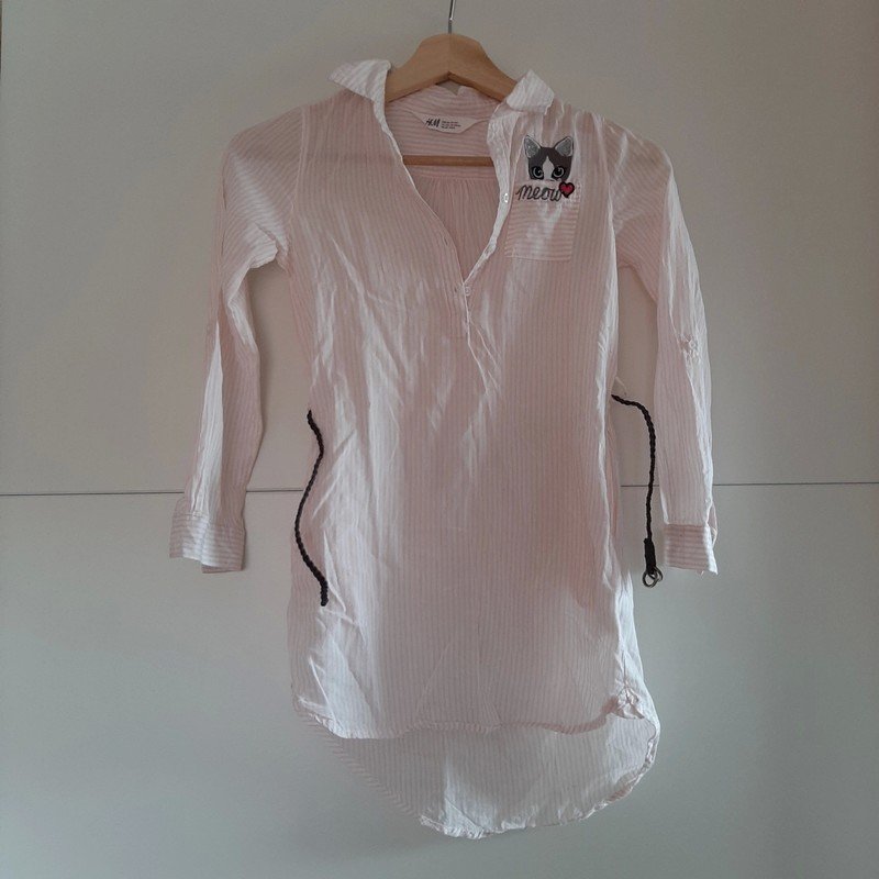 Rosa/ weiß gestreifte Bluse (Katze)