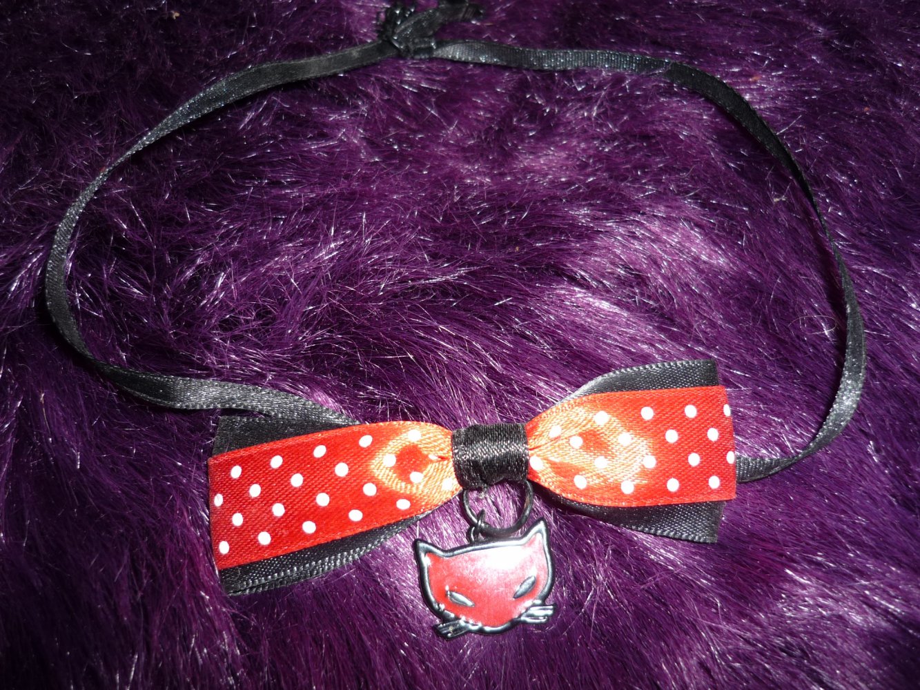 Kitty Katzencollier mit Schleife Rockabilly Punk Gothic