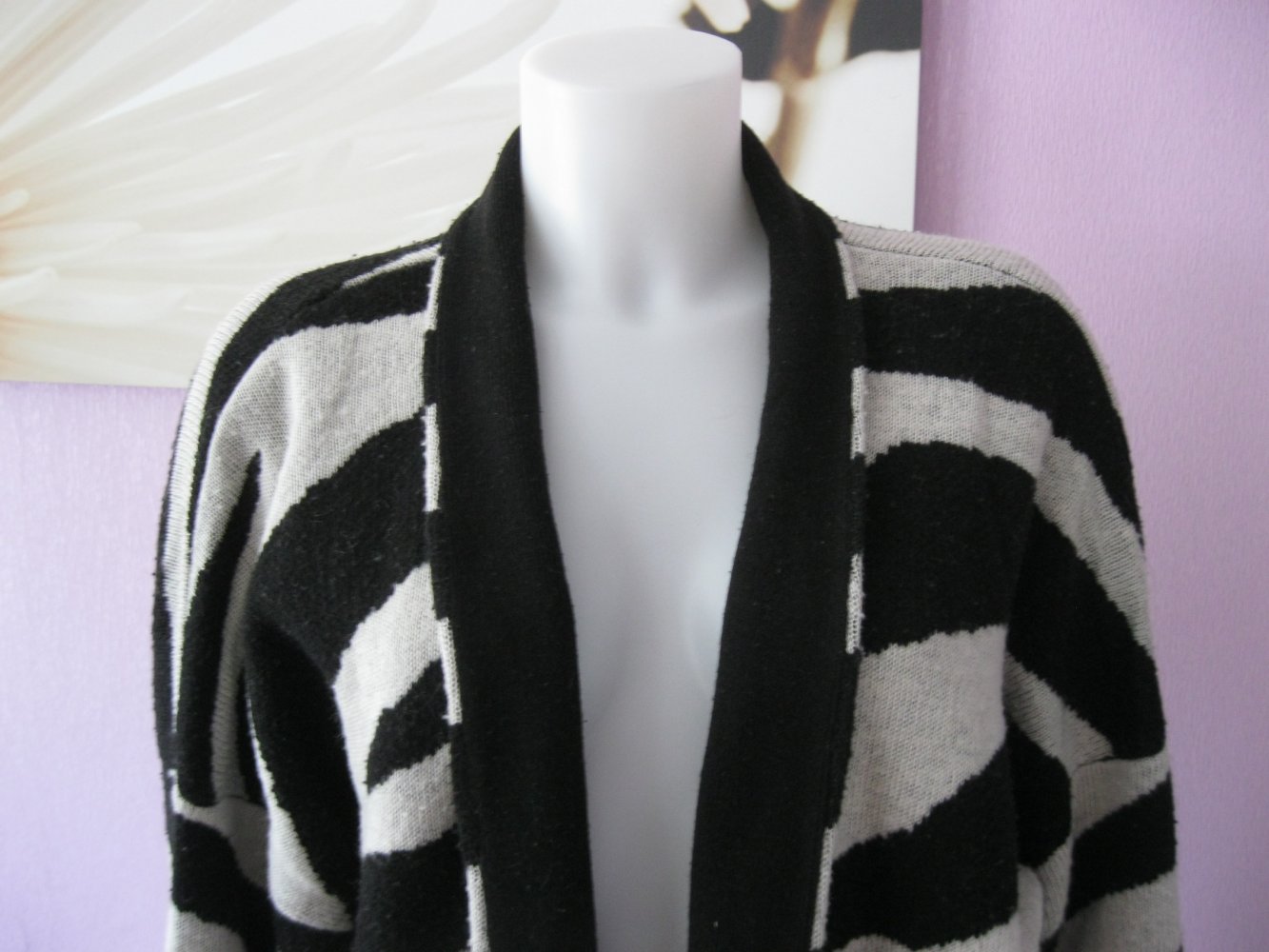 H&M Cardigan Zebramuster Schwarz/Weiß M/L