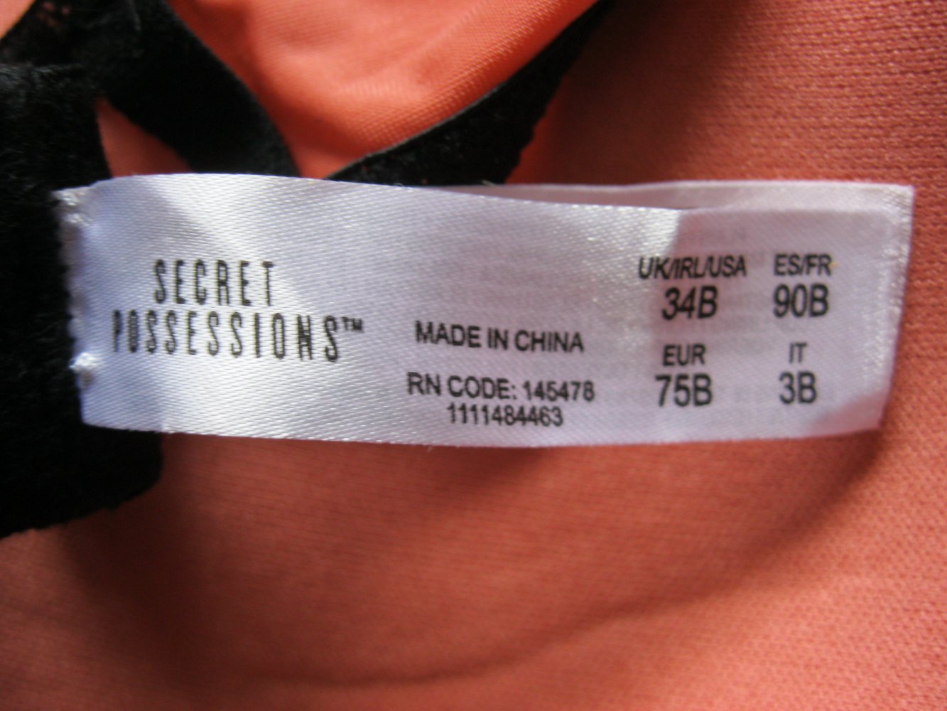 Push up BH # Secret Possessions # Lachsfarben/Schwarz # 75B