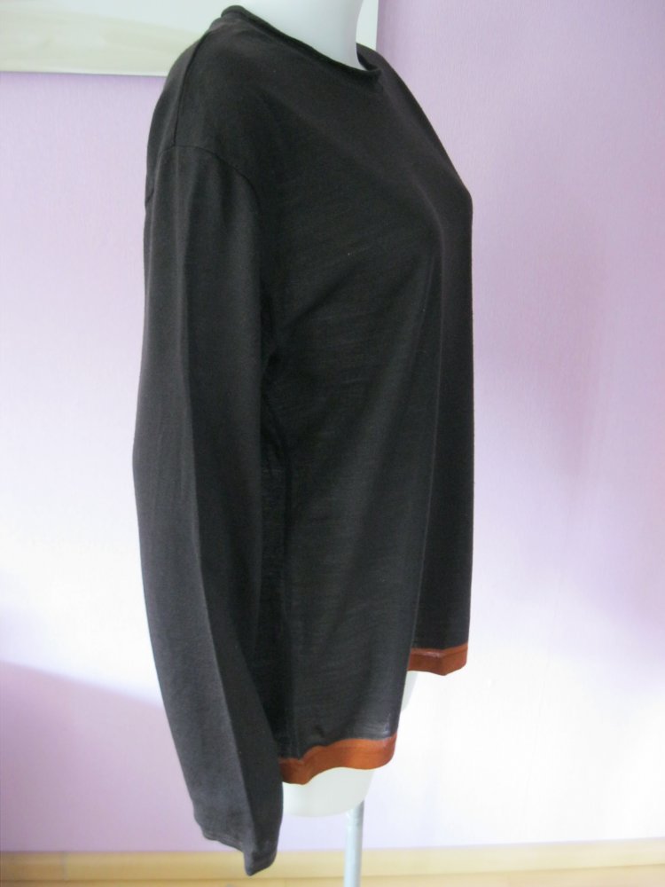 Feinstrick-Pulli # Zara # Dunkelbraun # Orange # XL