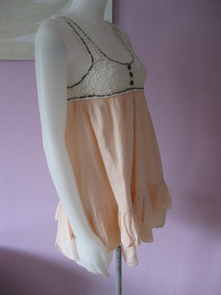 Minikleid Strick ärmellos Trägerkleid Rose/Creme S/36