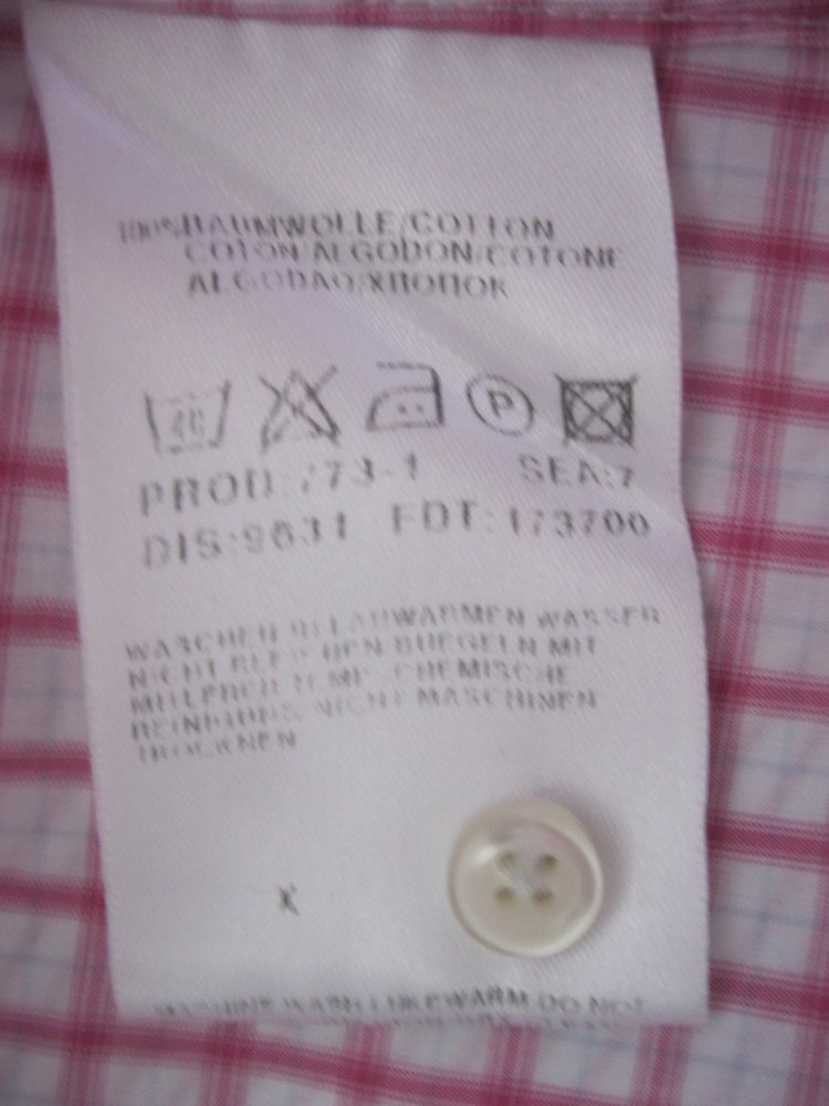 Hemd  # Kurzarm # Hugo Boss # kariert # Rosa/Weiß # 100% Baumwolle # S