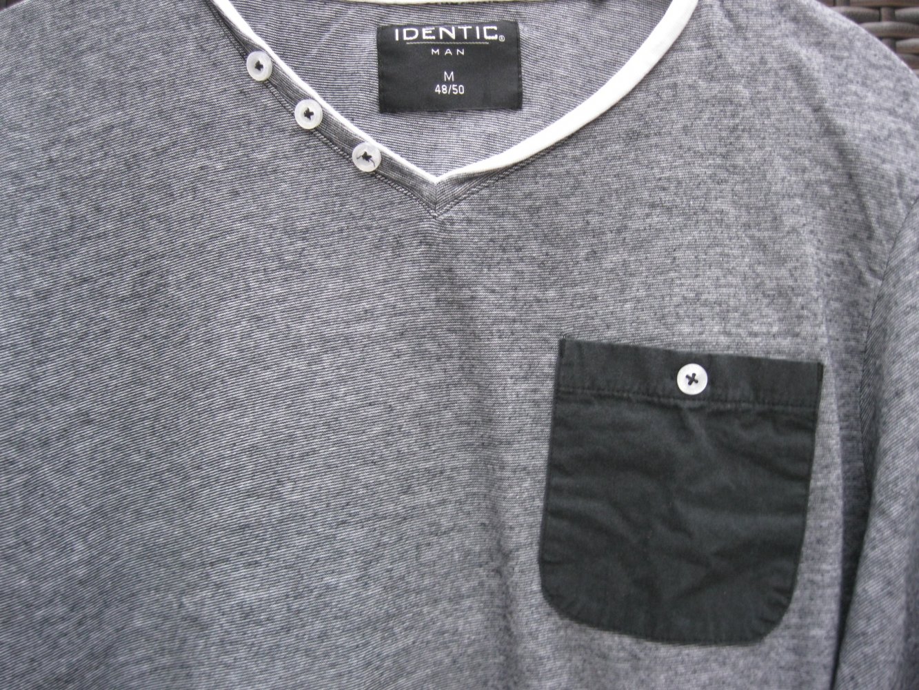 Langarm-Shirt # Identic Man # gesteift # 100% Baumwolle # Blau/Weiß # M