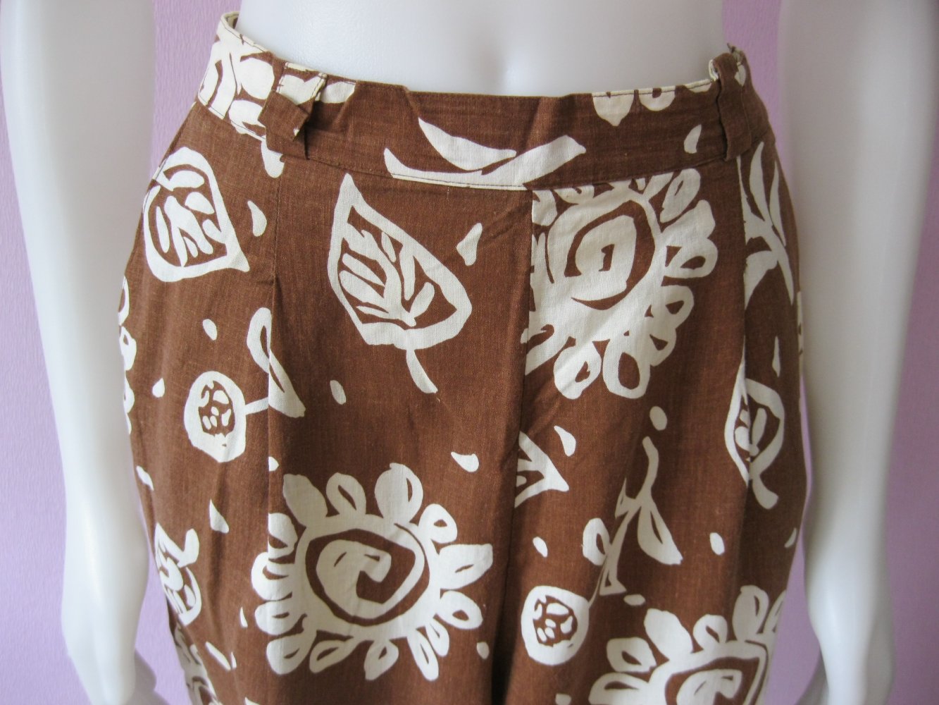 Culotte # Betty Barclay # Stoffhose # bedruckt # Leinen # Braun/Natur # 44