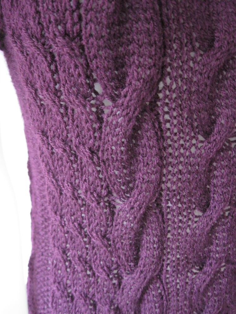 NEU Strickpulli Handmade kurzärmlig Mohair-Optik Brombeere/Lila M-XL