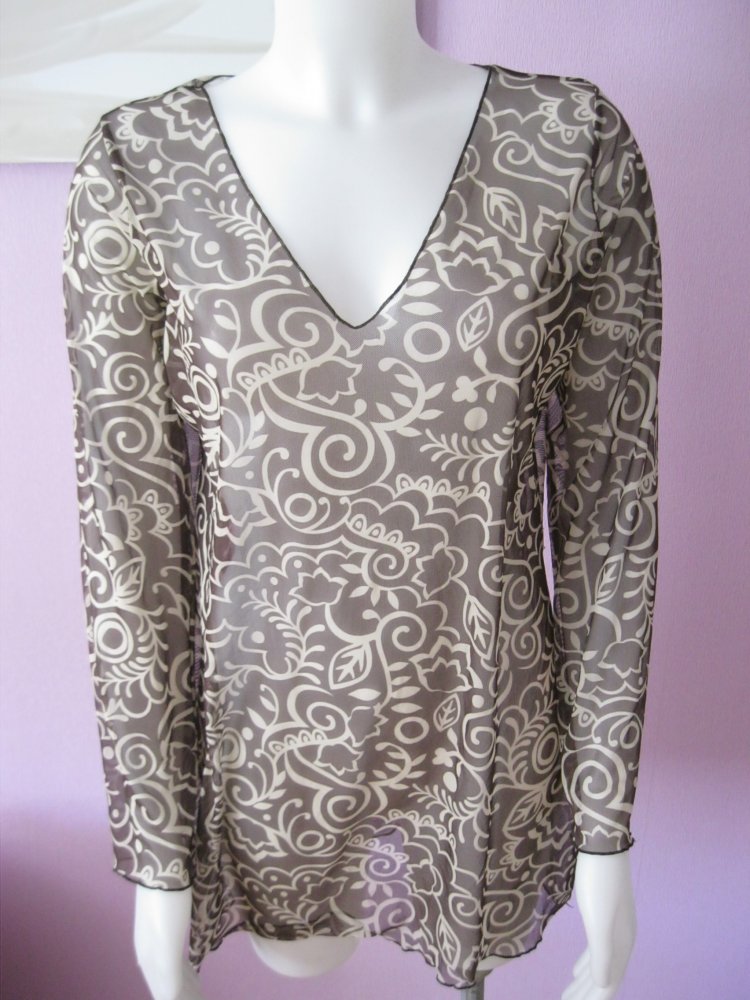 Tunika # Braun/beige # transparent # L