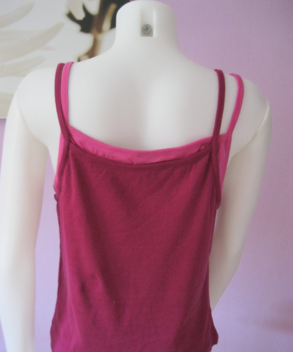 Spaghetti-top # burgunderrot/pink # L