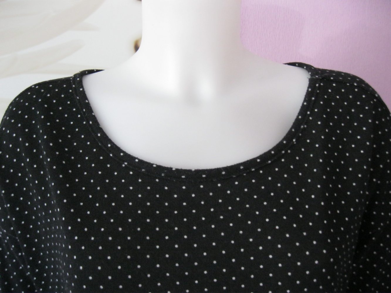 Only # Feinstrickpulli # Halbarm # Schwarz/Weiß # gepunktet # S