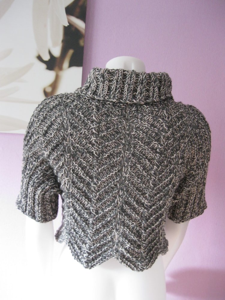 NEU Handmade Kurzampulli Rollkragen Schurwolle Grau meliert S-XL