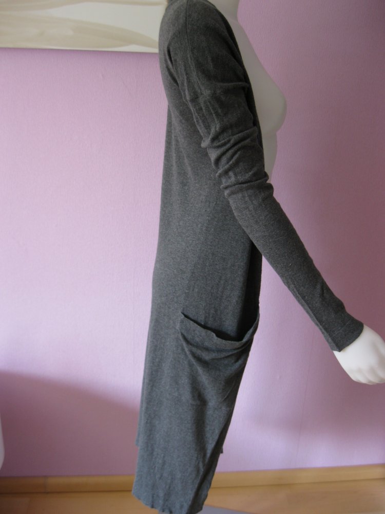 Cardigan # Long-Strickjacke # Yes or No # grau/meliert # S