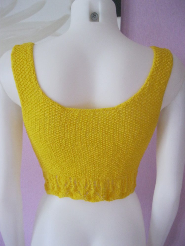 NEU Stricktop gelb Crop-Top Handmade S/M