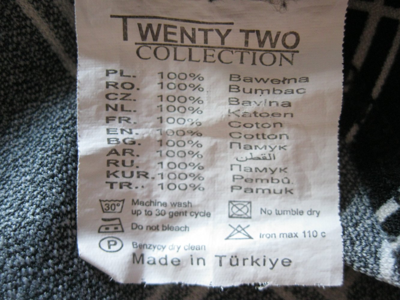 Twenty Two Kleid Langarm 100% Baumwolle Schwarz/Weiß L