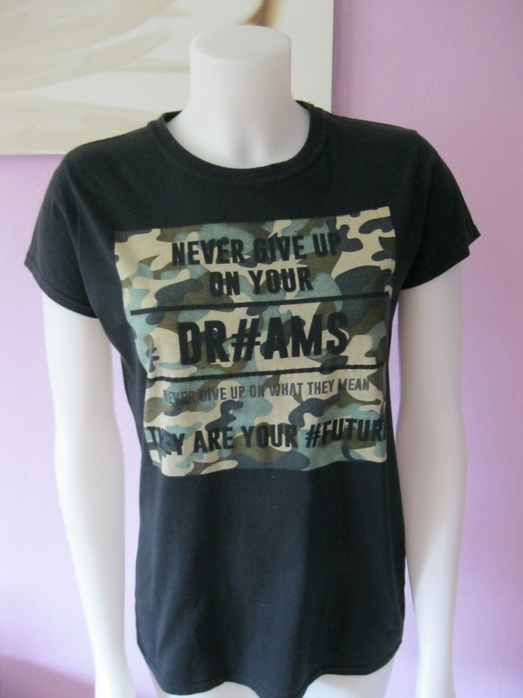 T-Shirt # Public enemy # 100% Baumwolle # Schwarz/Camouflage # 38