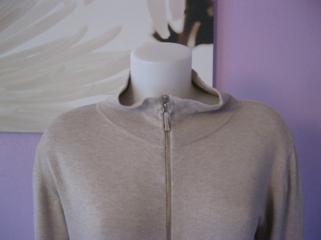 Long-Sweatjacke Känguru-Tasche Beige 42/44