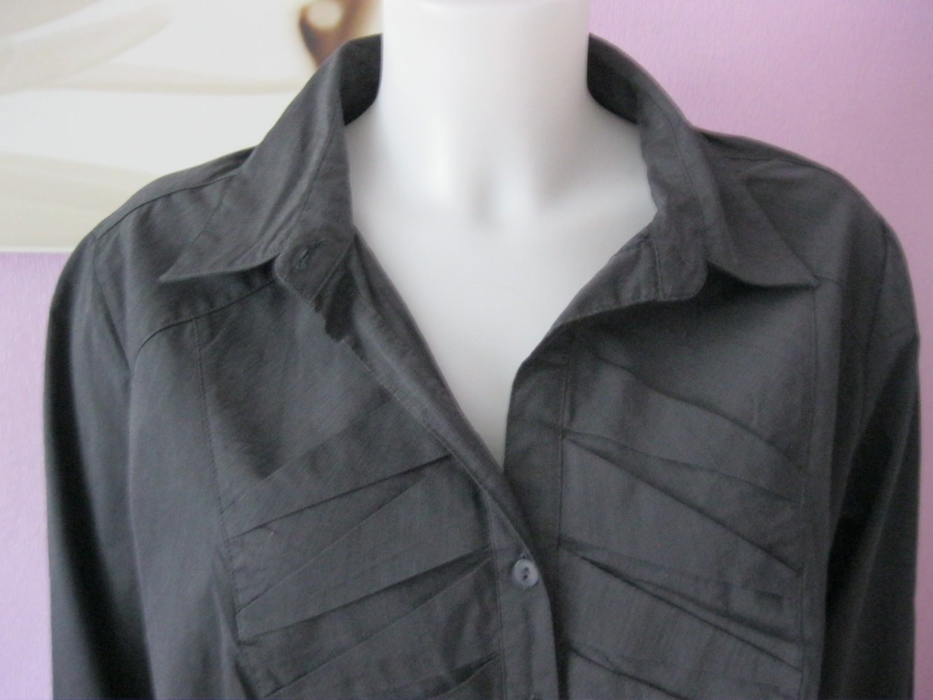 Dalia Collection Bluse / Hemd langärmlig Baumwolle Grau XL