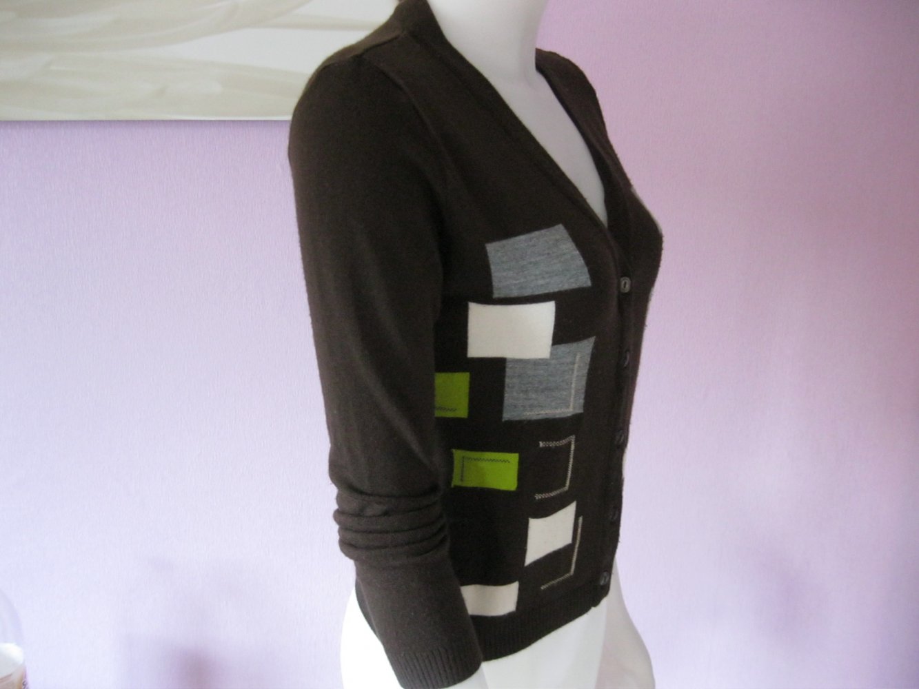 Strickjacke # Cardigan # Intervista # 50% Lana-Wolle # Braun/gemustert # M