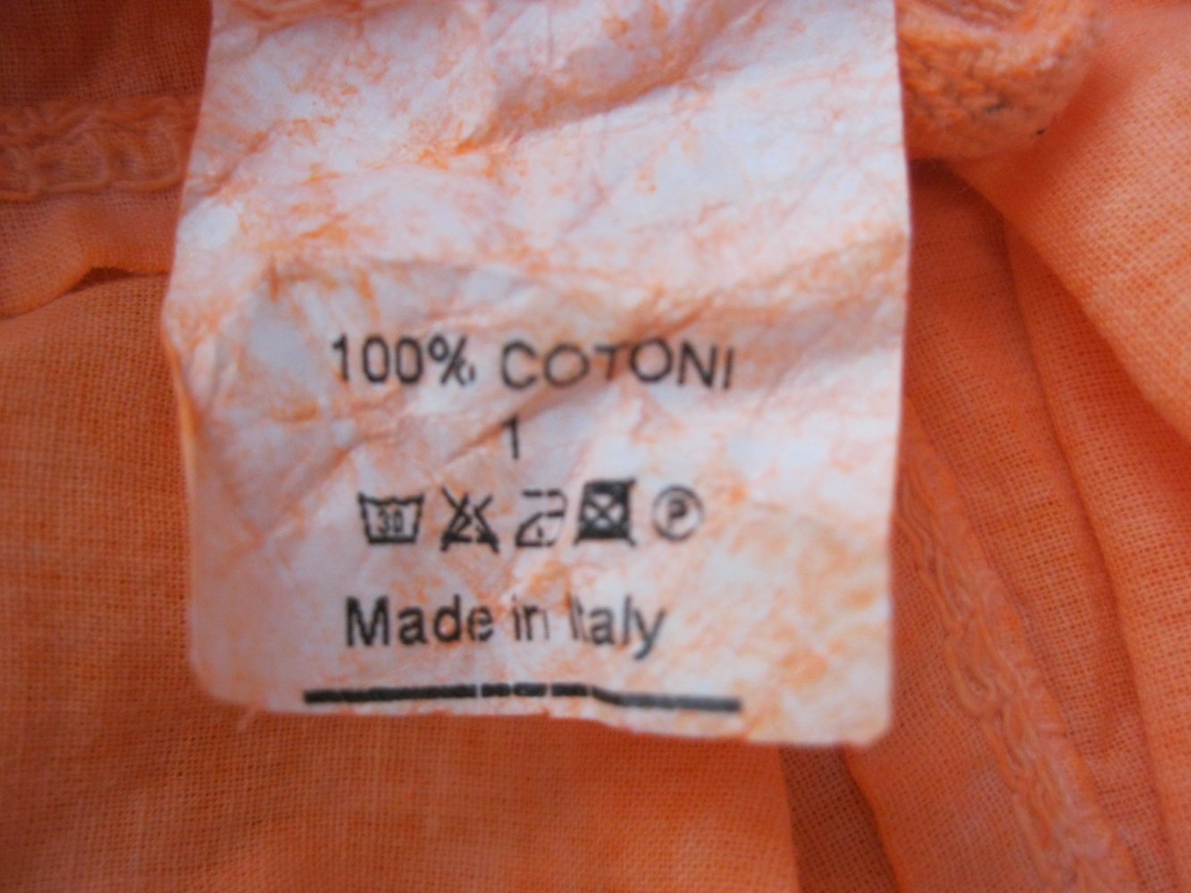 Made in Italy Sommerkleid 100% Baumwolle kurzärmlig Neonorange 40/42