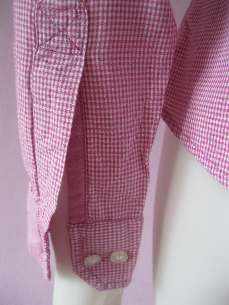 Bluse # my own # Stehkragen # kariert # Pink / Weiß # 100% Baumwolle # S