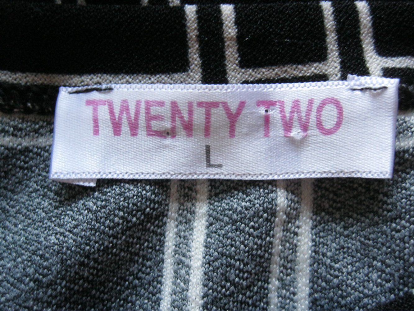 Twenty Two Kleid Langarm 100% Baumwolle Schwarz/Weiß L