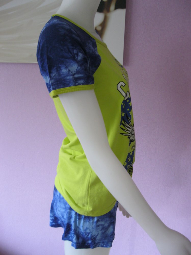  Shorts und T-shirt # Viscose # Blau/Grün # Teknur Underwear # S