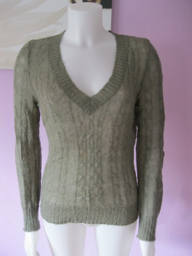 Freinstrickpulli # H&M # Mohair # Olivgrün # M