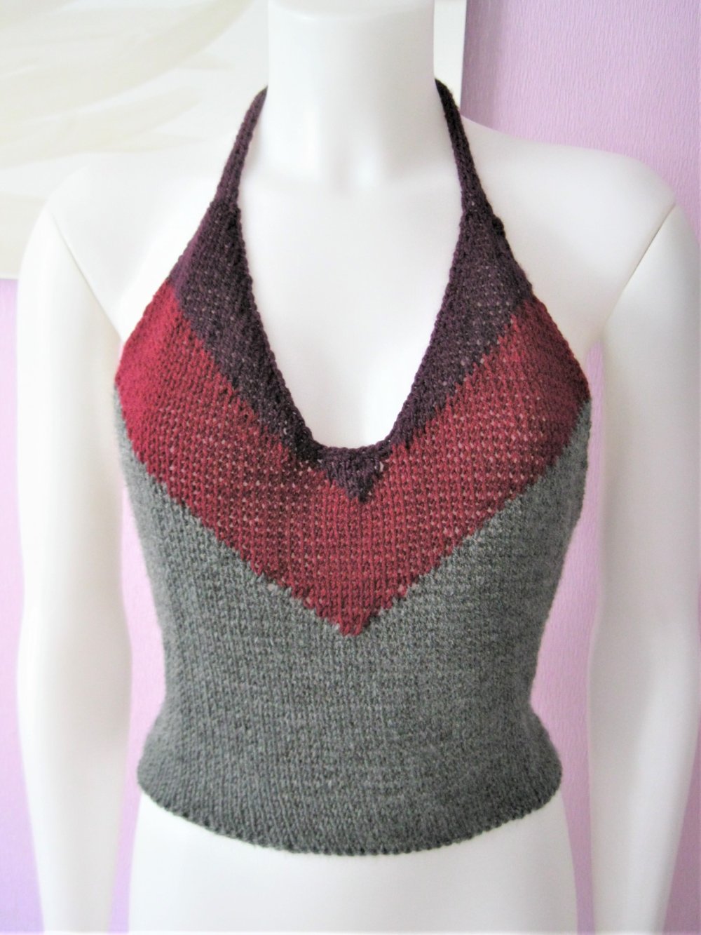 NEU Neckholder-Top gestrickt Handmade 