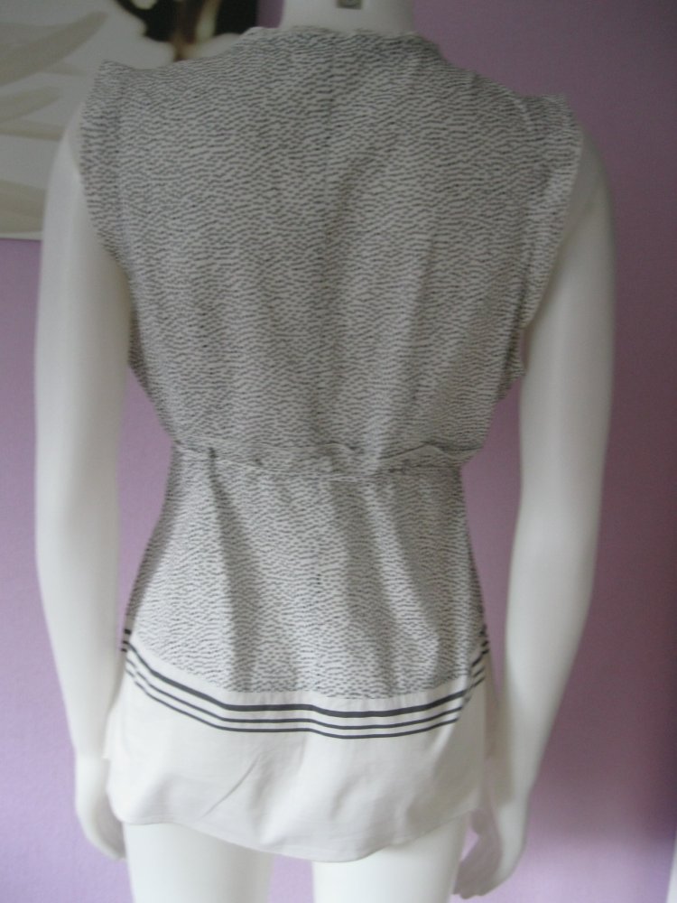 Bluse # Sandwich # ärmellos # gepunktet # Schwarz / Weiß # 36