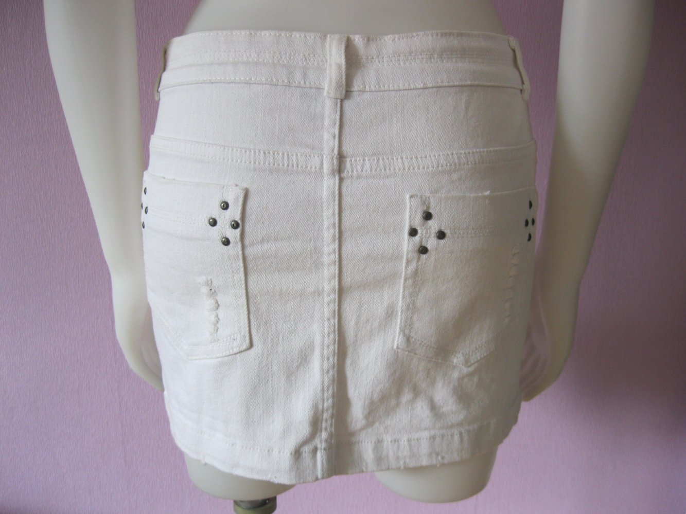 Minirock # Crazy World # Jeans-Rock # Denim # Weiß # Ripped # Baumwolle # 34
