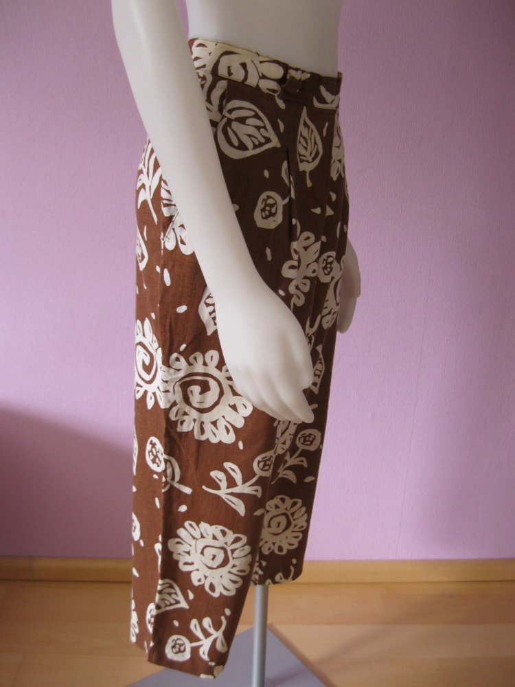 Culotte # Betty Barclay # Stoffhose # bedruckt # Leinen # Braun/Natur # 44